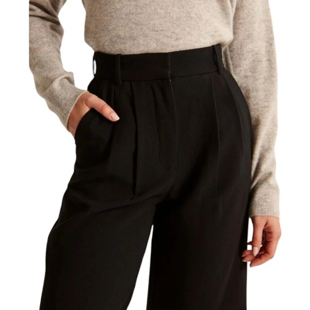 New Daisy Grace Black Wide-Leg Tailored Pants Size Small Short Length